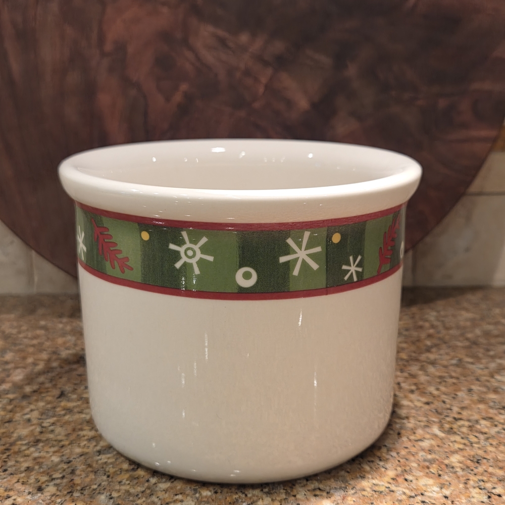 Longaberger Ceramic Planter with Green and Red Accents